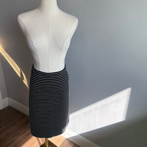Joseph Ribkoff Women's Striped Black & White Pencil Skirt, SZ 12